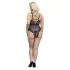 Cottelli Curves Plus Size - transparentní vzorované body - černé