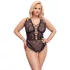 Cottelli Curves Plus Size - transparentní vzorované body - černé - 90D/XL