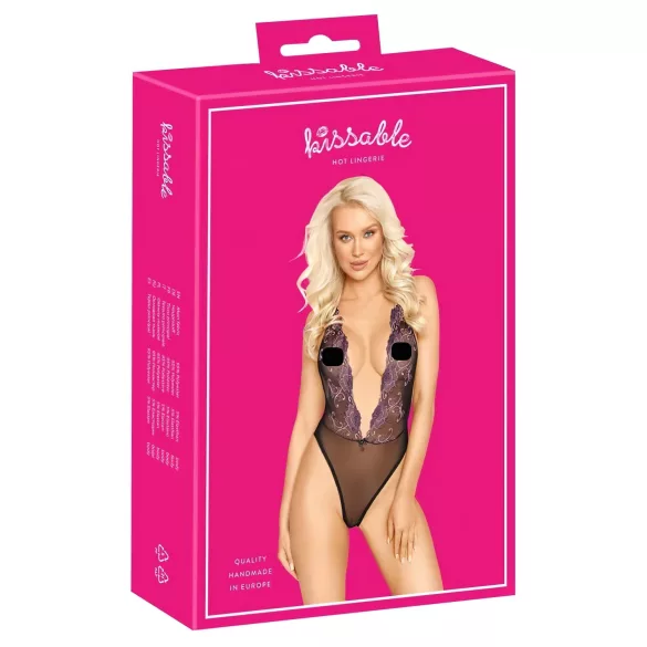 Líbivý - růžově vyšívaný body (černý)