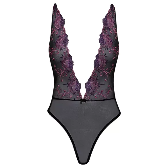 Líbivý - růžově vyšívaný body (černý)