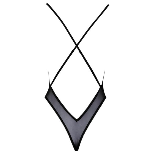 Líbivý - růžově vyšívaný body (černý) - L/XL