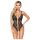 Abierta Fina - otevřený krajkový body s kamínky (černý) - XL