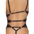 Abierta Fina - otevřený krajkový body s kamínky (černý) - XL