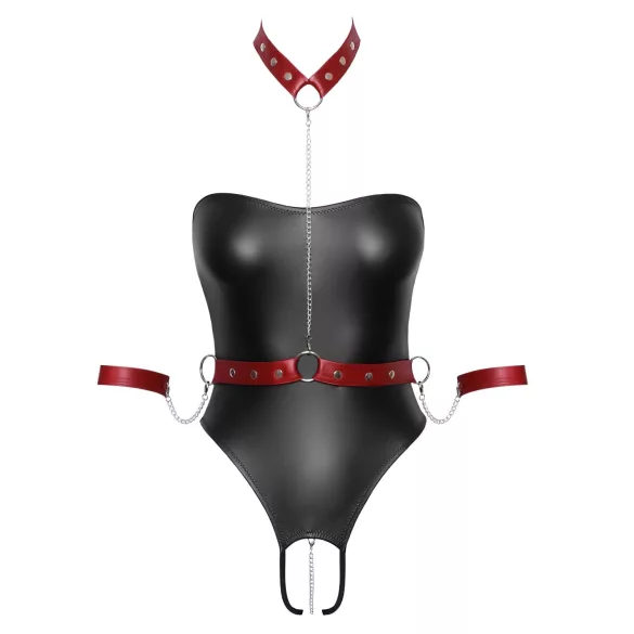 Cottelli Bondage - lesklé body a pouta na ruce - černé