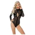 Noir - leopardí vzor, dlouhý rukáv body (černé) - M