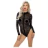 Noir - leopardí vzor, dlouhý rukáv body (černé) - M