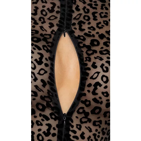 Noir - leopardí vzor, dlouhý rukáv body (černé) - M