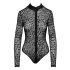 Noir - leopardí potisk, body s dlouhým rukávem (černá) - M