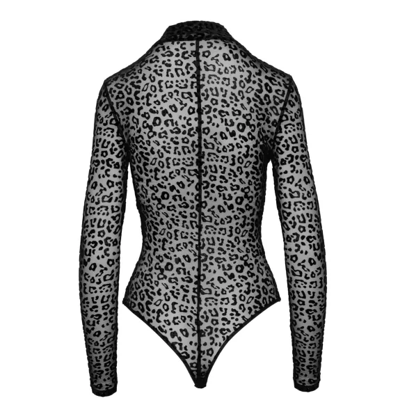 Noir - leopardí vzor, dlouhý rukáv body (černé) - M