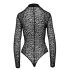 Noir - leopardí potisk, body s dlouhým rukávem (černá) - M
