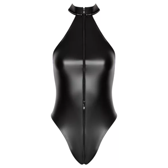 Noir - lesklé body s krčním páskem (černé)