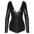 Noir - lesklé dlouhé rukávy body (černé) - M