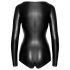 Noir - lesklé dlouhé rukávy body (černé) - M