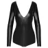 Noir - lesklé body s dlouhým rukávem - černé - L