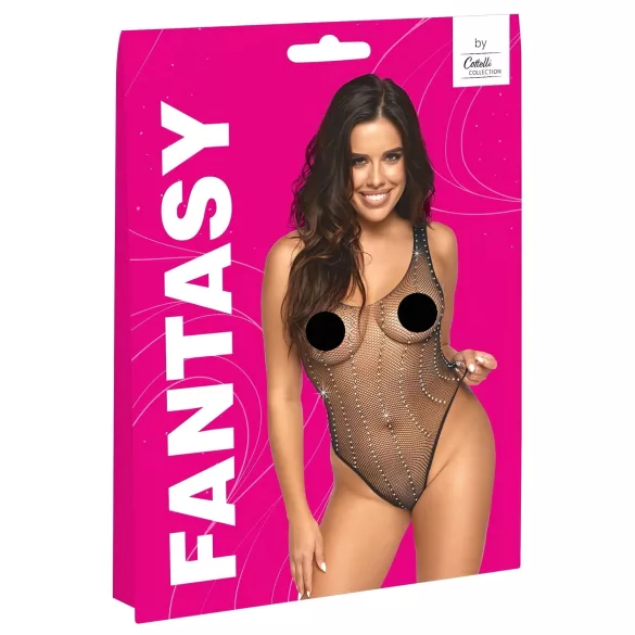 Cottelli - síťované body s kamínky - černé - S-L