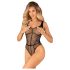 Obsessive B336 - průhledné otevřené síťované body (černé) - S-L
