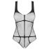 Obsessive B336 - průhledné otevřené síťované body (černé) - S-L