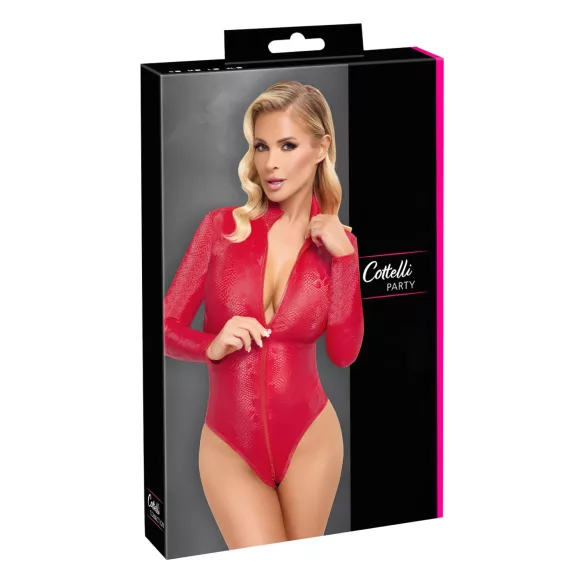 Cottelli - body s hadím vzorem - červená - L
