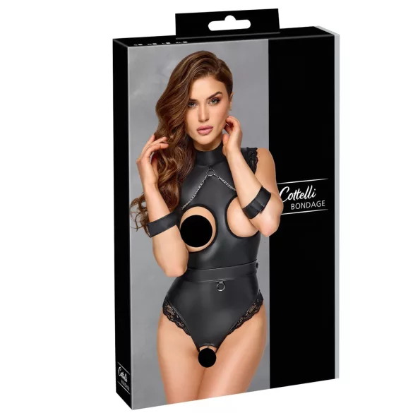 Cottelli Bondage - otevřený body na prsa - černý - L