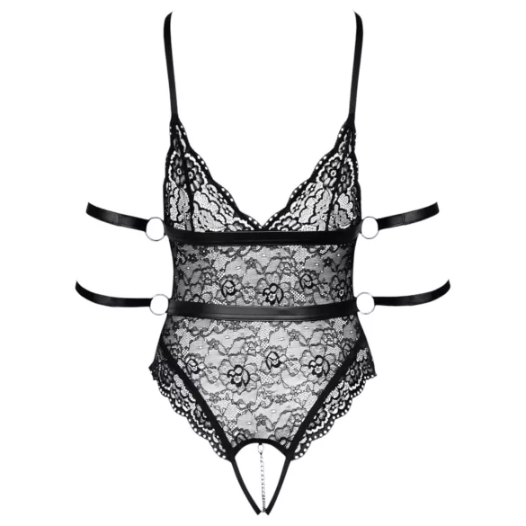 Cottelli Bondage - otevřené krajkové body - černé - L