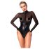Noir - Lesklé body s průhlednými vložkami (černé) - XL