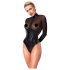 Noir - Lesklé body s průhlednými vložkami (černé) - XL