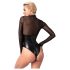 Noir - Lesklé body s průhlednými vložkami (černé) - XL
