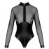 Noir - Lesklé body s průhlednými vložkami (černé) - XL