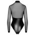 Noir - Lesklé body s průhlednými vložkami (černé) - XL