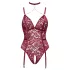 Cottelli Curves - krajková body s řetízkem - červená - 3XL