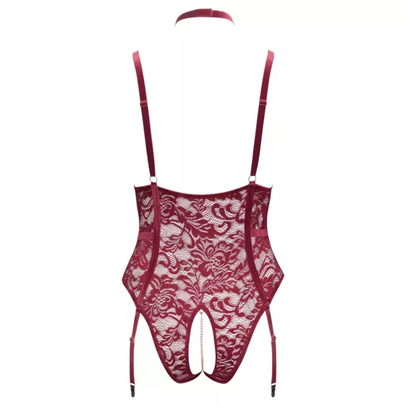 Cottelli Curves - krajková body s řetízkem - červená - 3XL