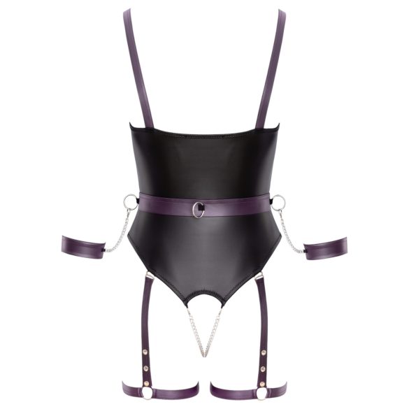 Cottelli - otevřený bondage body s pouty (černý) - M