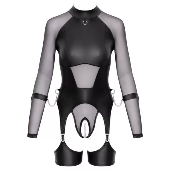 Cottelli Bondage - průhledný top s pouty - černý - L