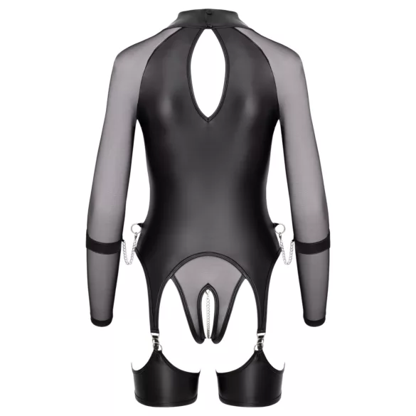 Cottelli Bondage - průhledný top s pouty - černý - L