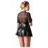 Cottelli Plus Size - lesklé šaty s červeným korzetem (černé) - XXXXL