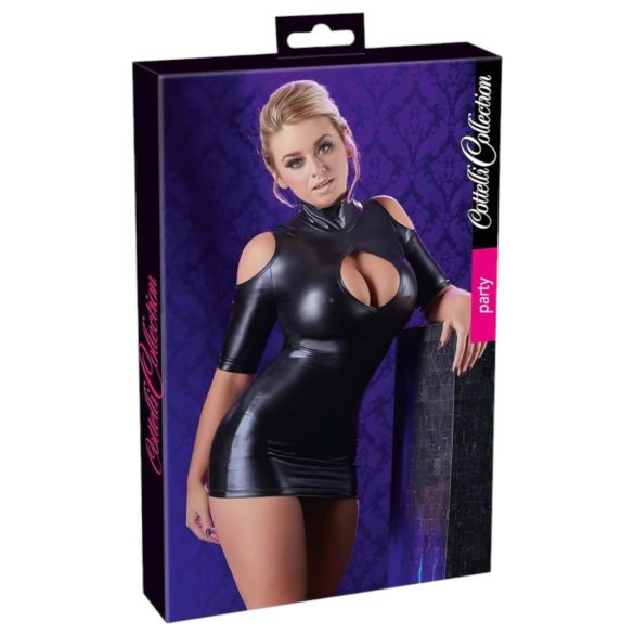 Cottelli - sexy mini šaty s odkrytými rameny - černé