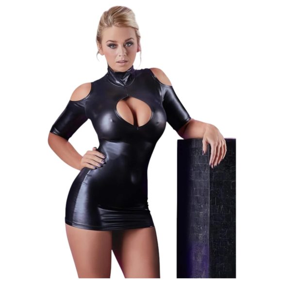Cottelli - sexy party šaty s výřezy na ramenou (černé) - XL
