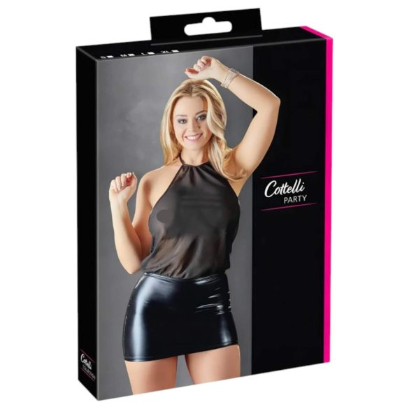 Cottelli - lesklé šifonové šaty - černá