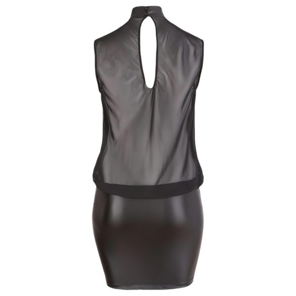 Cottelli Plus Size - lesklé šifonové šaty - černé - 3XL