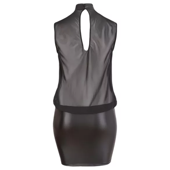 Cottelli Plus Size - lesklé šifonové šaty - černé - 3XL