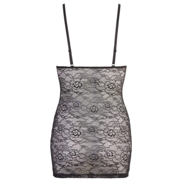 Cottelli - mini šaty - lesklé pruhy a krajka - černá - L