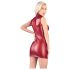 Cottelli Party - lesklé mini šaty na zip bez rukávů (červené) - XL