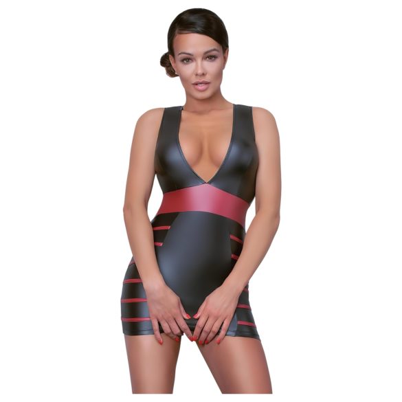 Cottelli Party - pruhované, přiléhavé šaty (černá-červená) - XL