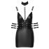 Cottelli Bondage - lesklé mini šaty s nákrčníkem (černé) - XL
