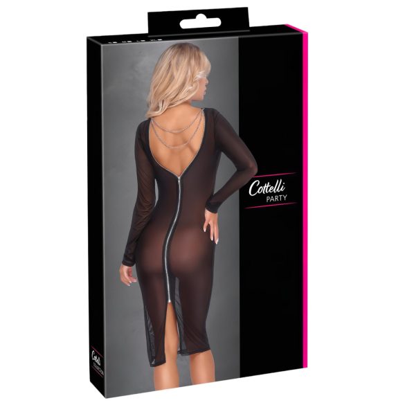 Cottelli Party - průsvitné minišaty na zip - černé - M