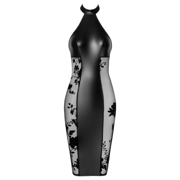 Noir - lesklé halter šaty (černé) - M