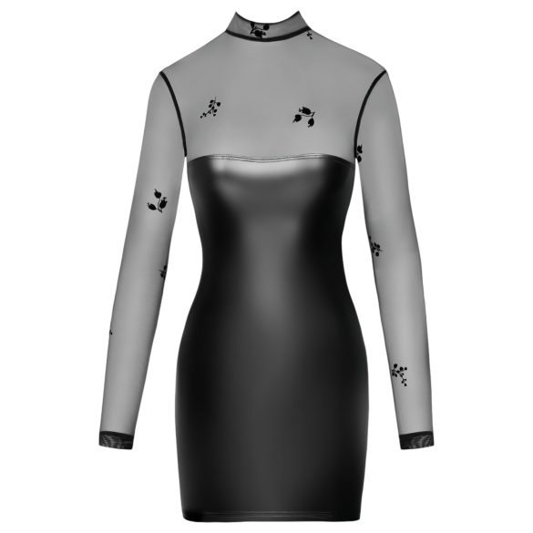 Noir - průhledné lesklé šaty s topem - černé - XL