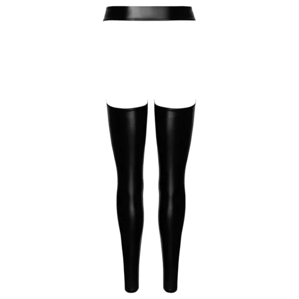 Noir - lesklé punčochy - chaps - černé