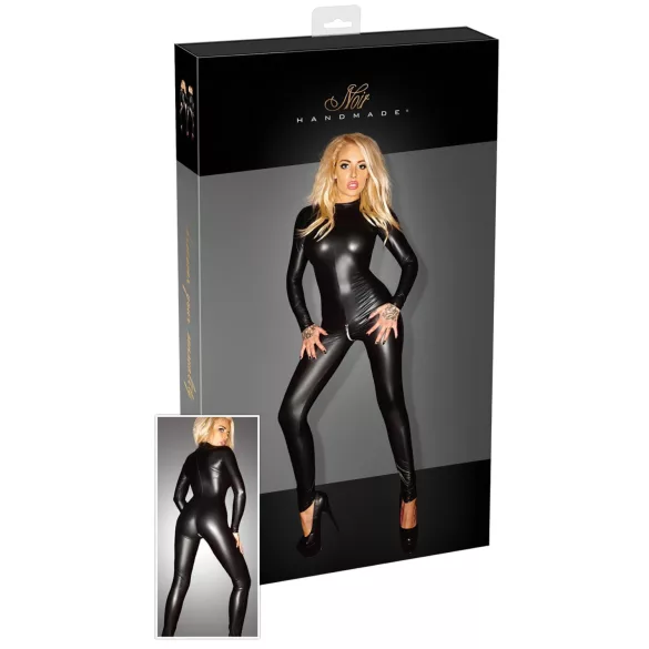 Noir - dámský overal - lesklý, dlouhý rukáv - černý