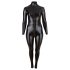 Cottelli Plus Size - lesklý párty overal s dlouhými rukávy (černý) - 3XL